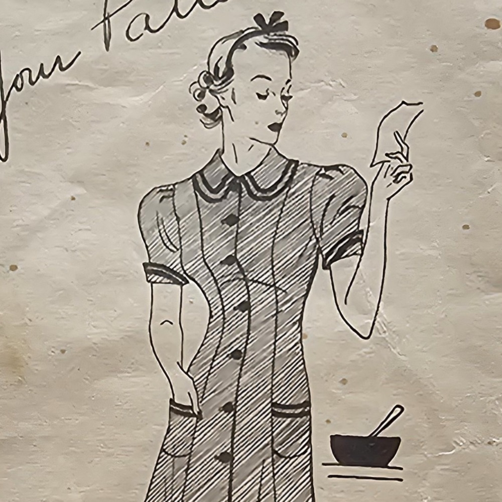1930s Vintage 36" Bust Yours Pattern Princess Seam House Dress Sewing Pattern